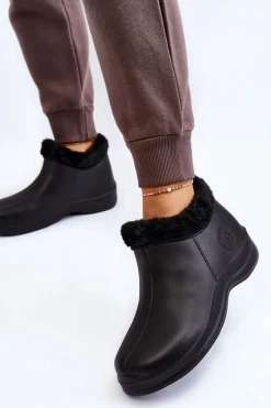 Damskie Wsuwane Kalosze Ocieplane Czarne Izera