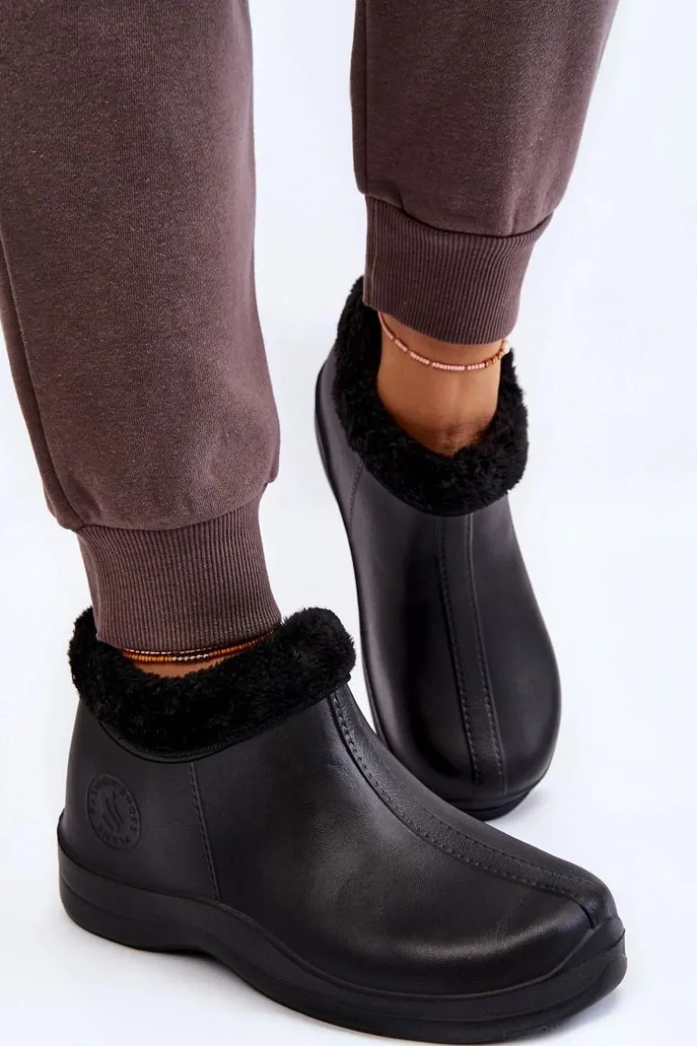 Damskie Wsuwane Kalosze Ocieplane Czarne Izera