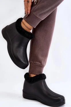 Damskie Wsuwane Kalosze Ocieplane Czarne Izera