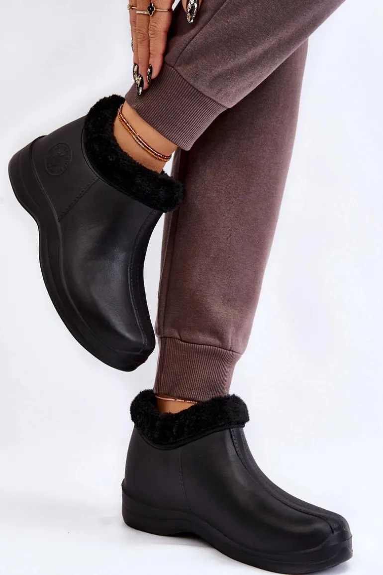 Damskie Wsuwane Kalosze Ocieplane Czarne Izera