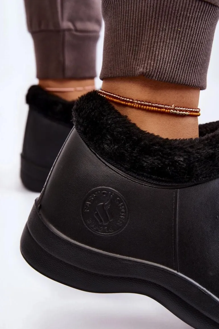 Damskie Wsuwane Kalosze Ocieplane Czarne Izera