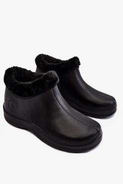 Damskie Wsuwane Kalosze Ocieplane Czarne Izera