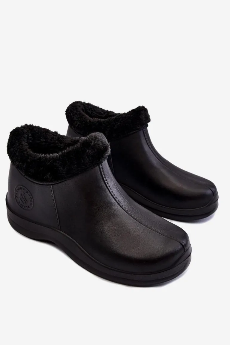 Damskie Wsuwane Kalosze Ocieplane Czarne Izera