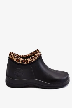 Damskie Wsuwane Kalosze Ocieplane Cętki Czarne Izera