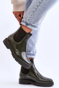 Damskie Wsuwane Kalosze Sztyblety Ciemnozielone Larone
