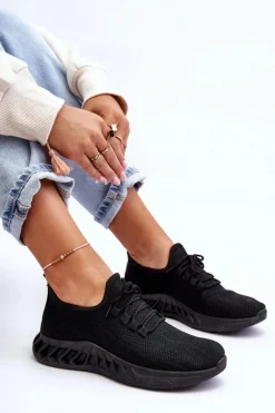 Damskie Wsuwane Materiałowe Sneakersy Czarne Venett