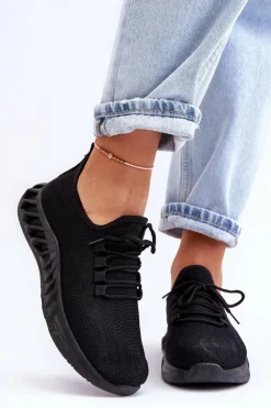Damskie Wsuwane Materiałowe Sneakersy Czarne Venett