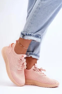 Damskie Wsuwane Materiałowe Buty Sportowe Różowe Zauna