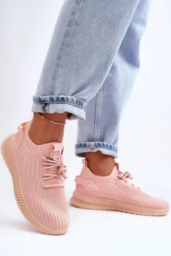 Damskie Wsuwane Materiałowe Buty Sportowe Różowe Zauna