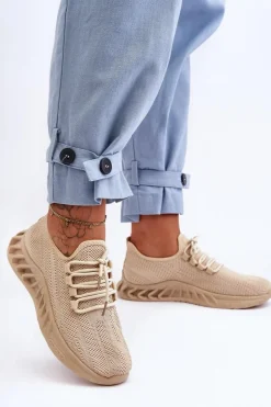 Damskie Wsuwane Materiałowe Sneakersy Beżowe Venett