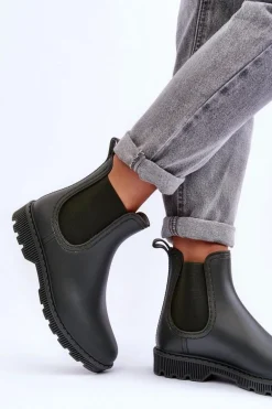 Damskie Wsuwane Matowe Kalosze Ciemnozielone Helinca