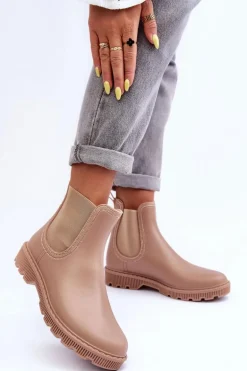 Damskie Wsuwane Matowe Kalosze Beżowe Helinca