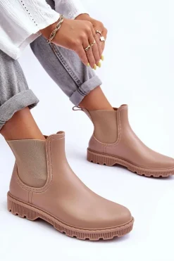 Damskie Wsuwane Matowe Kalosze Beżowe Helinca