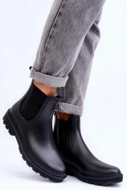 Damskie Wsuwane Matowe Kalosze Czarne Helinca