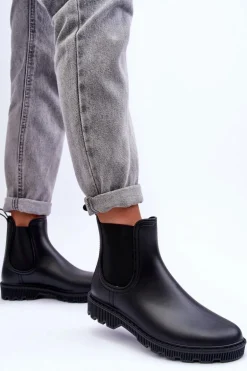 Damskie Wsuwane Matowe Kalosze Czarne Helinca