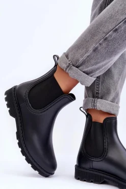 Damskie Wsuwane Matowe Kalosze Czarne Helinca