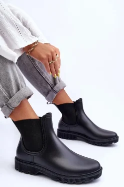 Damskie Wsuwane Matowe Kalosze Czarne Helinca
