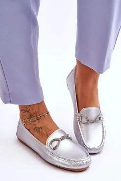 Damskie Wsuwane Mokasyny Z Błyszczącą Ozdobą Srebrne This Moment