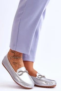 Damskie Wsuwane Mokasyny Z Błyszczącą Ozdobą Srebrne This Moment