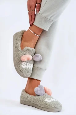 Damskie Wsuwane Papcie Z Sercami Zielone Alasca