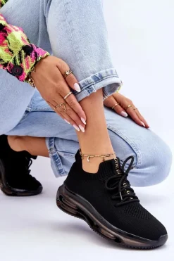 Damskie Wsuwane Skarpetkowe Buty GOE JJ2N4080 Czarne