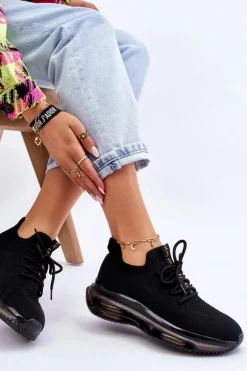 Damskie Wsuwane Skarpetkowe Buty GOE JJ2N4080 Czarne