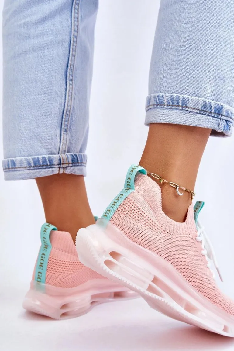 Damskie Wsuwane Skarpetkowe Buty GOE JJ2N4081 Jasnoróżowe