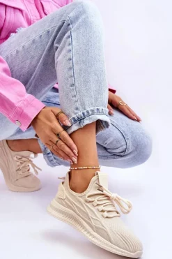 Damskie Wsuwane Sneakersy Big Star LL274714 Beżowe