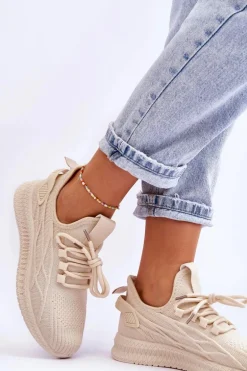 Damskie Wsuwane Sneakersy Big Star LL274714 Beżowe