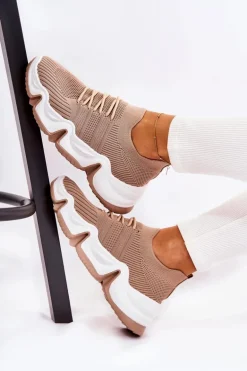Damskie Wsuwane Sneakersy Beżowe Dayen