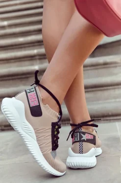 Damskie Wsuwane Sportowe Buty Sneakersy Beżowe Klayra