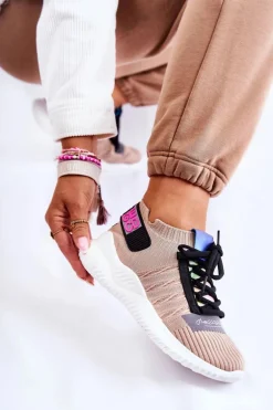 Damskie Wsuwane Sportowe Buty Sneakersy Beżowe Klayra
