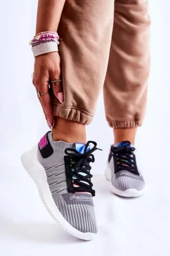 Damskie Wsuwane Sportowe Buty Sneakersy Szare Klayra