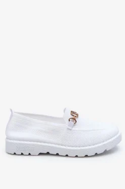 Damskie Wsuwane Tenisówki Slip-On Z Ozdobą Białe Alena