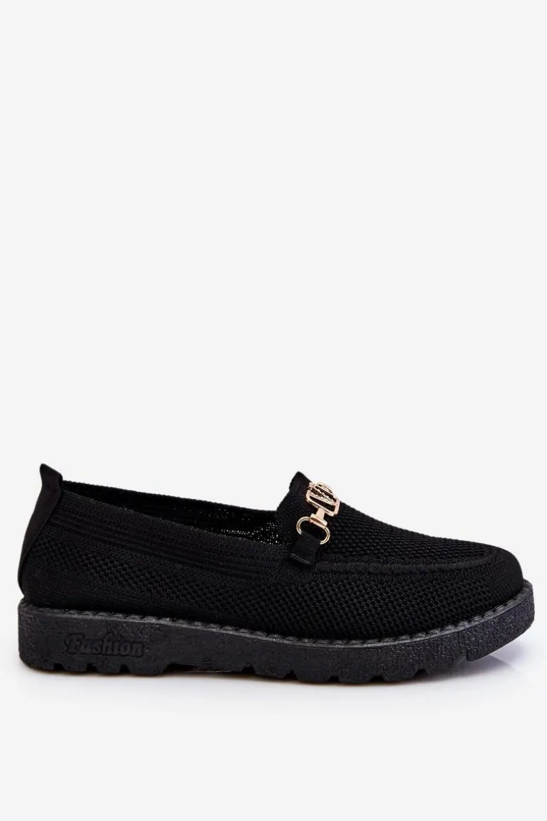 Damskie Wsuwane Tenisówki Slip-On Z Ozdobą Czarne Alena
