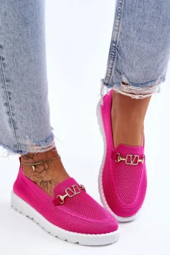 Damskie Wsuwane Tenisówki Slip-On Z Ozdobą Fuksja Alena