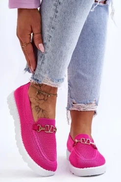 Damskie Wsuwane Tenisówki Slip-On Z Ozdobą Fuksja Alena