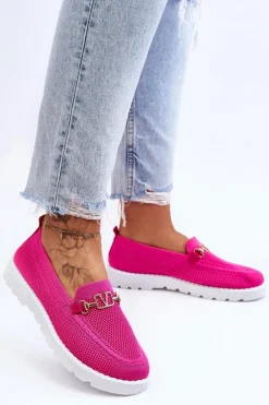 Damskie Wsuwane Tenisówki Slip-On Z Ozdobą Fuksja Alena