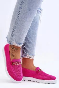 Damskie Wsuwane Tenisówki Slip-On Z Ozdobą Fuksja Alena