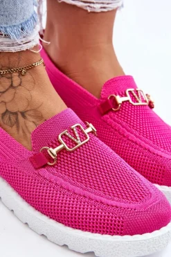 Damskie Wsuwane Tenisówki Slip-On Z Ozdobą Fuksja Alena