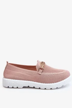 Damskie Wsuwane Tenisówki Slip-On Z Ozdobą Różowe Alena