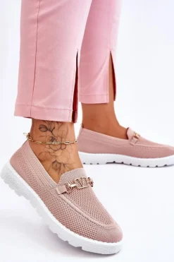 Damskie Wsuwane Tenisówki Slip-On Z Ozdobą Różowe Alena