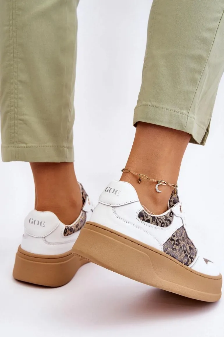 Damskie Wygodne Buty Sportowe GOE LL2N4052 Biało-Beżowe