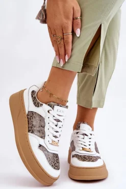 Damskie Wygodne Buty Sportowe GOE LL2N4052 Biało-Beżowe