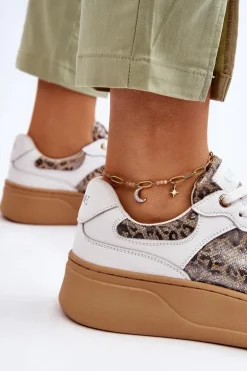 Damskie Wygodne Buty Sportowe GOE LL2N4052 Biało-Beżowe