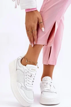 Damskie Wygodne Buty Sportowe GOE LL2N4054 Biało-Beżowe