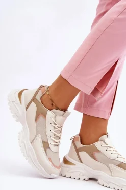 Damskie Wygodne Buty Sportowe Beżowe Alen