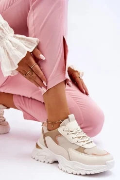 Damskie Wygodne Buty Sportowe Beżowe Alen