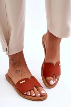 Damskie Wygodne Klapki Na Płaskim Obcasie Brązowe Coraline