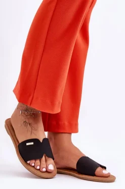 Damskie Wygodne Klapki Na Płaskim Obcasie Czarne Coraline